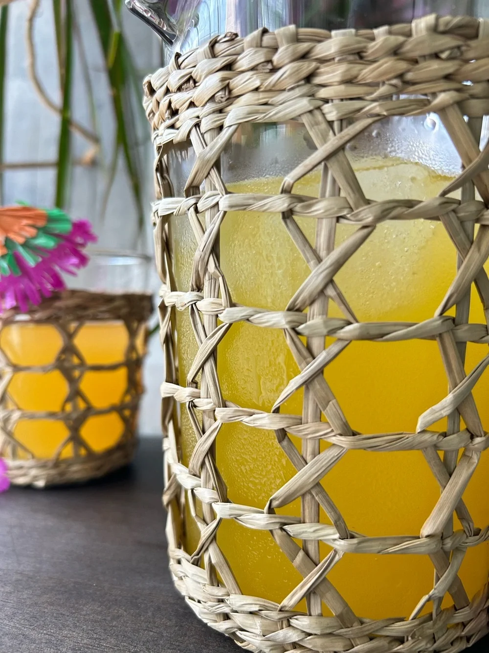 🌴 Tropical Woven Rattan Beverage Glass Pitcher 43.95oz | Threshold | Target